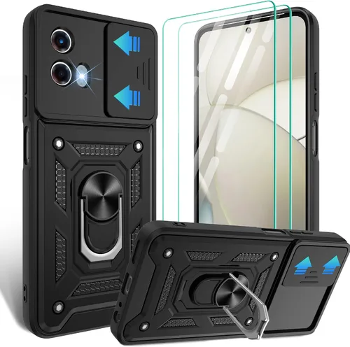 Vista 16 de Gritup Funda para Moto G Stylus 5G-2021 con cubierta deslizante para cámara 1 paquete de protectores de pantalla HD Soporte de metal giratorio