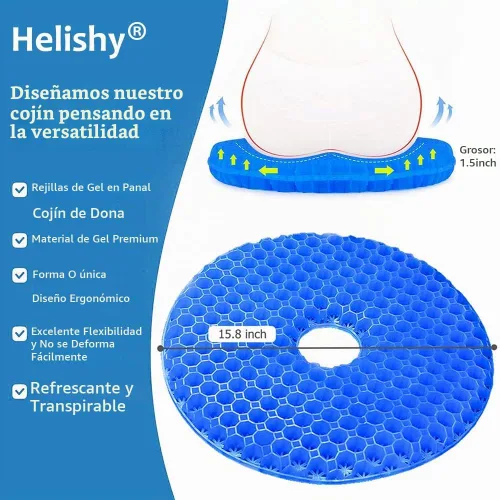 Vista 2 de Cojín de asiento de gel, cojín de gel en forma de dona para dolor de cadera