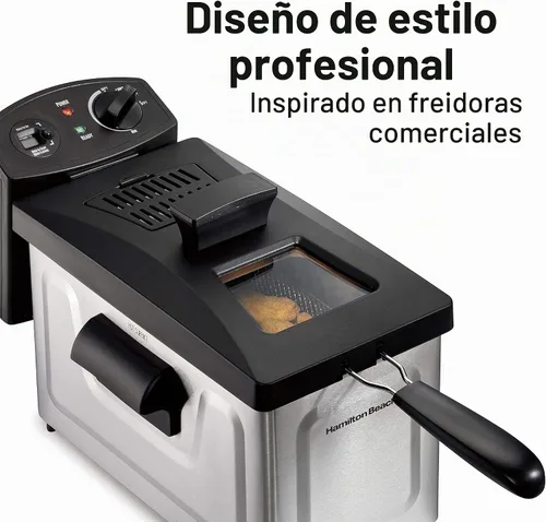 Vista 2 de Hamilton Beach 35033 - Freidora con capacidad para 12 tazas de aceite, 10.2 x 8.9 x 16.3 pulgadas, plata