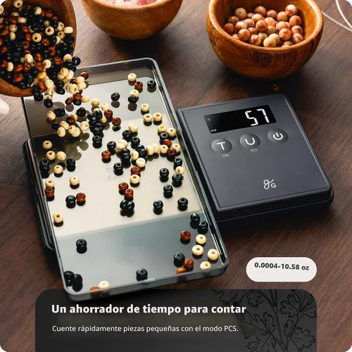 Vista 3 de Greater Goods - Balanza de bolsillo de precisión - 300 x 0.01 g, balanza digital de miligramos con 6 unidades para joyas, monedas, hierbas