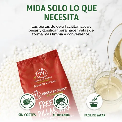 Vista 3 de American Soy Organics Freedom Pillar - Cuentas de cera de soja, cera