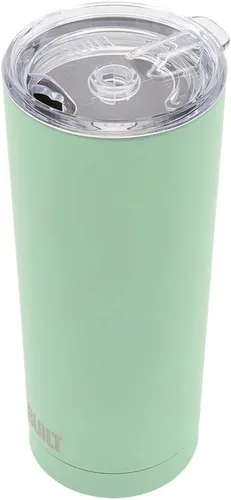 Vista 5 de BUILT - Juego de vaso de acero inoxidable de doble pared con tapa de reemplazo, 2 popotes de Tritan reutilizables, cepillo de alambre de limpieza