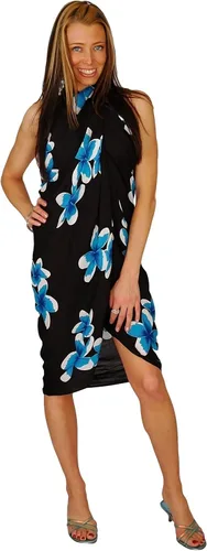 Vista 2 de 1 World Sarongs Pareo para traje de baño Plumeria para mujer en tu elección de color Rosa/Negro