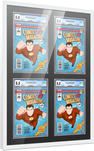Vista 40 de Poster Palooza Marco de cómics con paspartú para 1 cómic de grado CGC, CBCS o PGX, marco de cómic de bronce para cómic de 8.125 x 13 pulgadas