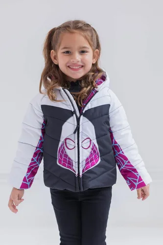 Vista 2 de Marvel Spidey and His Amazing Friends Ghost-Spider - Chaqueta acolchada con cremallera para niñas y niños grandes
