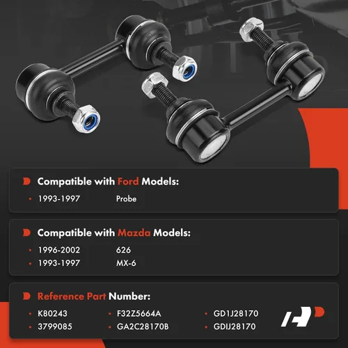Vista 2 de A-Premium 2 eslabones de barra estabilizadora trasera, compatibles con Mazda 626 1996-2002, MX-6 1993-1997, Ford Probe 1993-1997