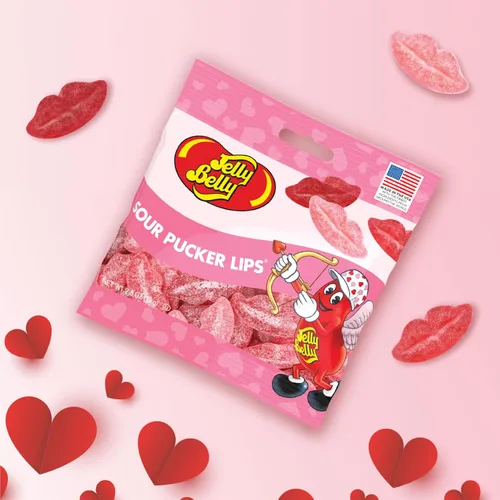 Vista 2 de Jelly Belly Valentine Sour Pucker Lips 2.8 oz Grab & Go Bolsa
