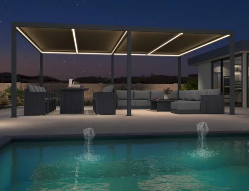 Vista 42 de PURPLE LEAF - Pérgola con listones de 10 x 12 pies, sistema de drenaje 94AS para patio, color gris Premium All-Aluminum Rustproof Build, Modern