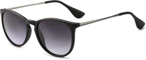 Vista 22 de SUNGAIT Gafas de sol redondas vintage prémium para mujeres y hombres Gradiente ámbar/marrón