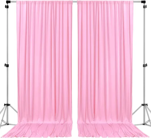 Vista 4 de AK TRADING CO. Cortinas de telón de fondo de poliéster beige de 10 x 10 pies con bolsillos para varillas - Cortinas para decoración de ventanas