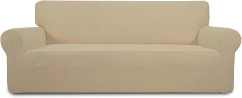 Vista 13 de PureFit Funda elástica para sofá biplaza, funda de sofá suave y antideslizante de jacquard de elastano, protector de muebles lavable con espuma