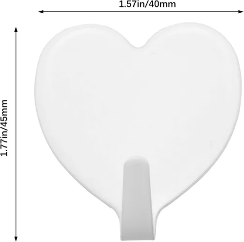 Vista 4 de 5 ganchos de acero inoxidable en forma de corazón de 1.575 x 1.772 in en forma de corazón, multifuncionales, autoadhesivos, ganchos para colgar