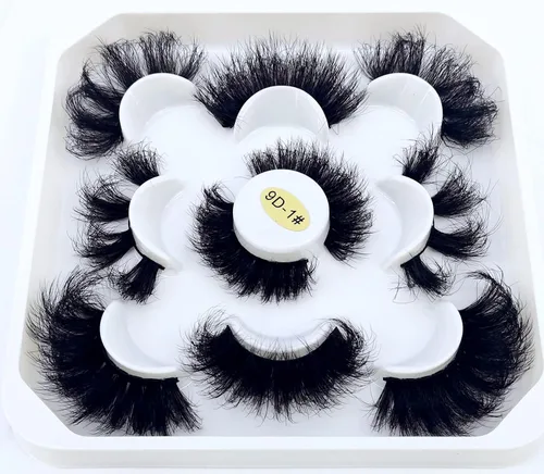 Vista 2 de 5 pares de pestañas postizas 3D de visón 3D a granel con pestañas de visón natural personalizadas, pestañas postizas naturales al por mayor (9D-01#)
