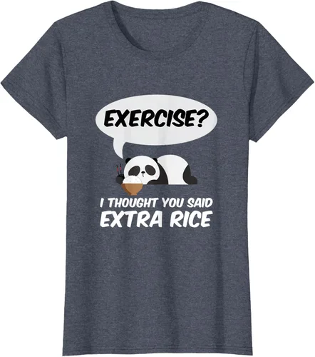 Vista 92 de ¿Ejercicio? I Thought You Said Extra Rice Panda Gift T-Shirt, Negro, S