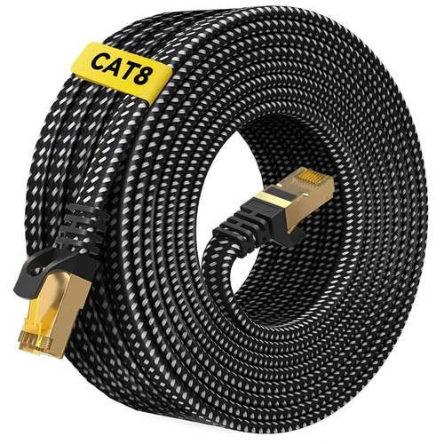 Vista 11 de ARISKEEN Cable Ethernet Cat 8 de 1 pie, paquete de 2 unidades, cable de conexión de red LAN Cat8 de alta velocidad, cable de Internet plano RJ45