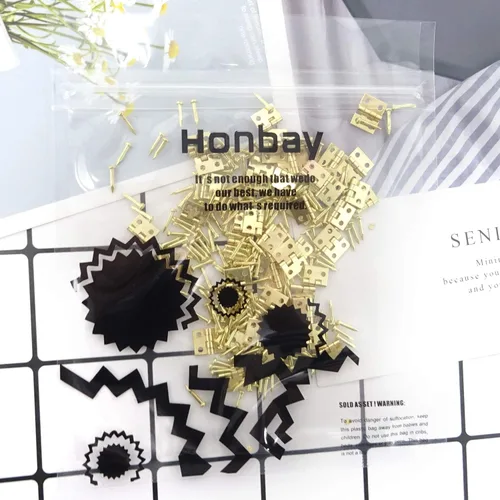 Vista 8 de Honbay Bisagras de casa de muñecas en miniatura, joyero, accesorios de hardware pequeño con 200 tornillos (dorado)