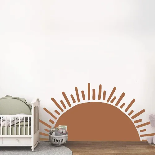 Vista 6 de Calcomanía de pared de medio sol para habitación de los niños, calcomanías de pared de vinilo, calcomanías de pared de guardería, calcomanías