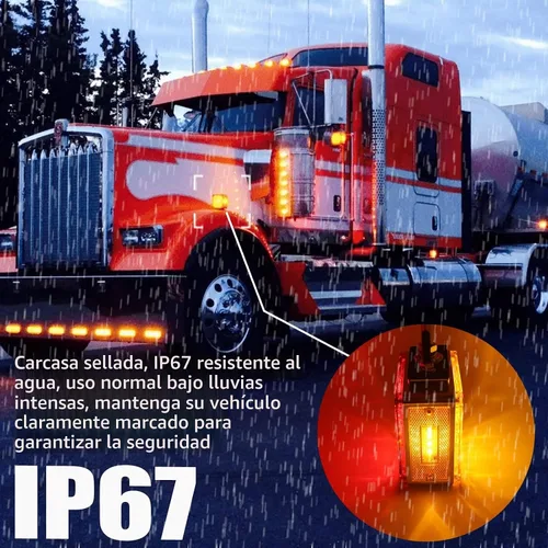 Vista 3 de Luces intermitentes cuadradas de doble cara, color ámbar/rojo, 52 LED