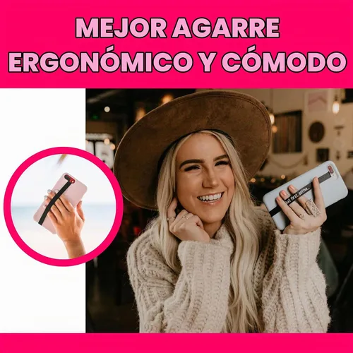 Vista 5 de Phone Loops: Agarre de teléfono no elástico, correa de teléfono, soporte de teléfono para mano, pequeño, ligero y discreto soporte para teléfono