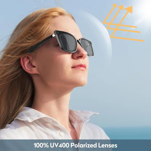 Vista 4 de Lentes inteligentes con Bluetooth, lentes de sol polarizados UV400, micrófono y altavoces integrados, música y llamadas inalámbricas, asistente