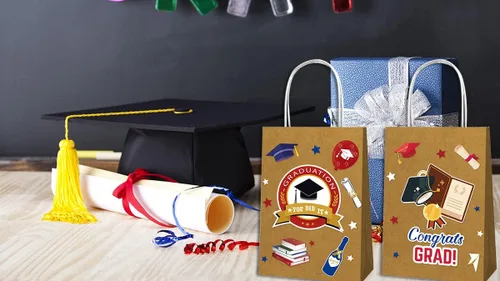 Vista 3 de Threetols 12 bolsas de regalo de graduación 2026, bolsas de regalo de fiesta de graduación de clase 2026, bolsas de felicitaciones de graduación