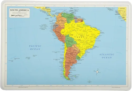 Vista 7 de Painless Learning Juegos de manteles individuales educativos; Estados Unidos, mundo, Europa, Asia, África, América del Sur, América Central, Canadá