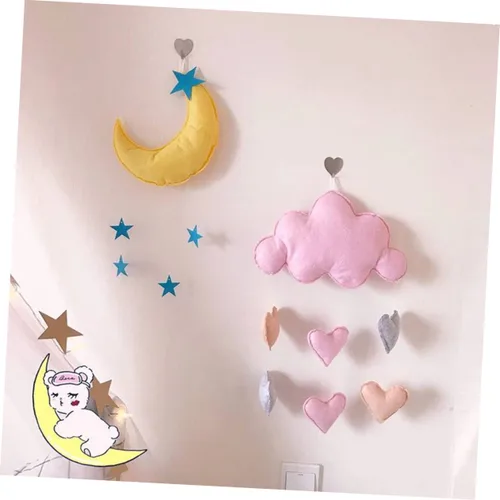 Vista 7 de DECHOUS 2 piezas colgante de gota de lluvia móvil nube lluvia decoración cuna para bebé niños decoración de bautizo para niño nube colgante