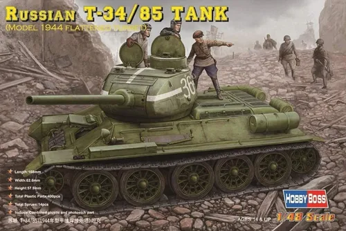 Vista 8 de Hobby Boss Modelo de tanque ruso T-34/85 1944 con kit de construcción de modelo de vehículo de torreta aplanada