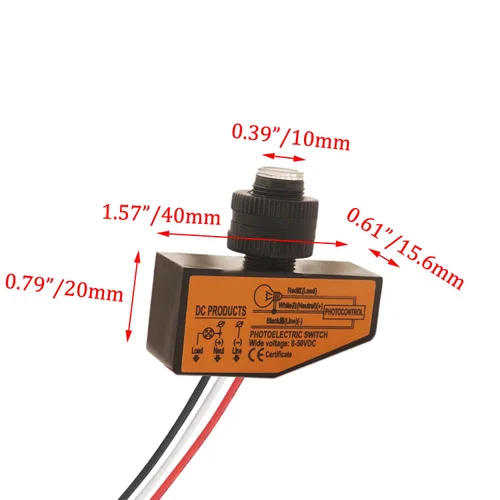 Vista 2 de Interruptor fotoeléctrico DC8-50V, sensor de anochecer a amanecer, mini interruptor de fotos automático - Interruptor de control de accesorios