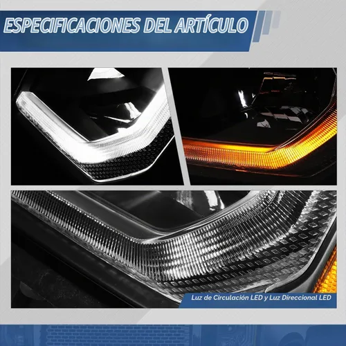 Vista 4 de Auto Dynasty Conjunto de faros LED DRL compatible con GMC Yukon XL 2015-2020, reemplazo de faros delanteros de haz bajo con proyector con luces LED