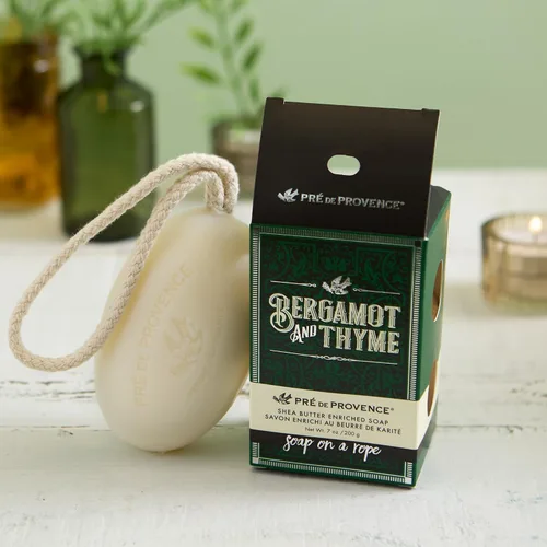 Vista 5 de Pre de Provence Bergamot & Thyme - Colección de fragancias para hombre, jabón en una cuerda, 7.05 oz