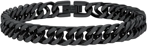 Vista 11 de FaithHeart Pulsera de eslabones cubanos de acero inoxidable para hombre, cadena de eslabones para hombre chapada en oro/negro/plata de 8/12/17mm