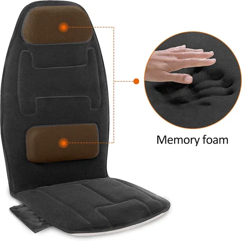 Vista 6 de Snailax Masajeador de espalda de vibración con calor, almohadilla para silla de masaje con espuma viscoelástica lumbar para el cuello, 10 motores