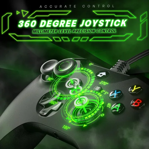 Vista 4 de YUYIU Upgraded Wired Controller for Xbox Series XS, Xbox One, Windows 10 and above, PC Controller with 3.5 mm Audio Jack, Black