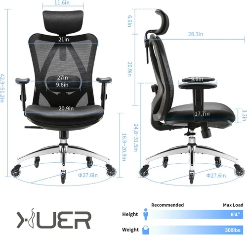 Vista 2 de SIHOO Silla de oficina ergonómica M18, ruedas mejoradas, silla