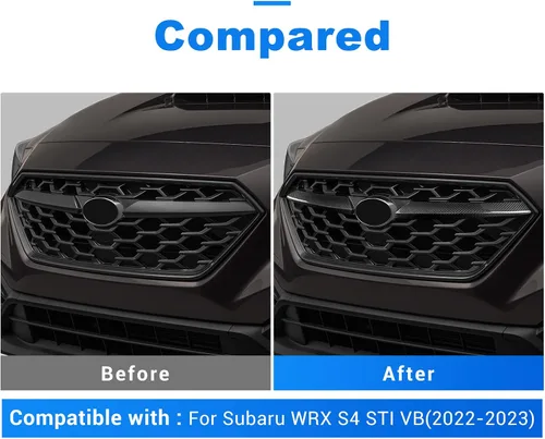 Vista 4 de AIRSPEED Para Subaru WRX 2022-2023 Cubierta de tira de rejilla delantera para rejilla exterior del automóvil, moldura de fibra de carbono dura