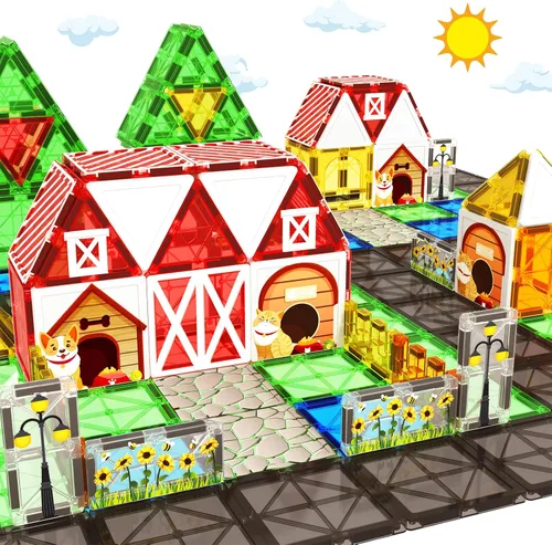 Vista 12 de Azulejos Magnéticos Bloques de Construcción para Niños Pequeños, Juguetes Montessori Magnéticos para Niños y Niñas de 3+ Años, Juegos Educativos