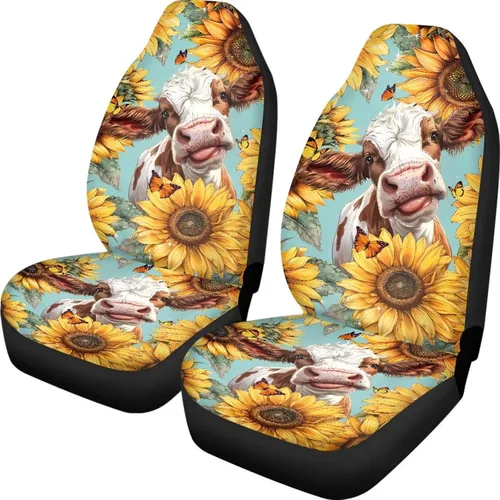Vista 43 de INSTANTARTS Fundas de asiento de coche con diseño de dalia estética, solo para asientos delanteros, protector de asiento de vehículo, 2 unids/set