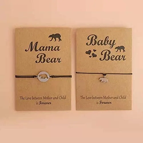 Vista 2 de KunBead - Juego de pulseras para madre e hija a juego, diseño de oso de mamá