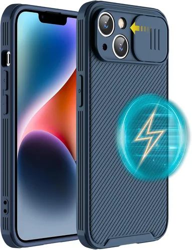 Vista 14 de Funda para iPhone 14 compatible con Magsafe, funda protectora de cámara iPhone 14 [compatible con carga inalámbrica] con cubierta deslizante