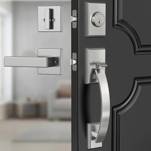 Vista 10 de Manija de puerta delantera negra ajustable 12.7 pulgadas manija de entrada exterior pesada reversible
