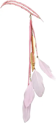 Vista 10 de Song Qing Diadema de plumas para mujer, con borlas de hojas trenzadas, accesorios para el cabello Beige