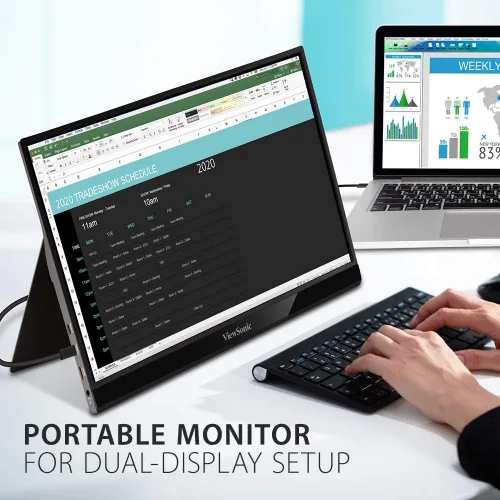 Vista 6 de ViewSonic VG1655 - Monitor portátil de 15.6 pulgadas 1080p con USB C de 60W de alimentación de 2 vías, IPS, cuidado de los ojos, altavoces duales