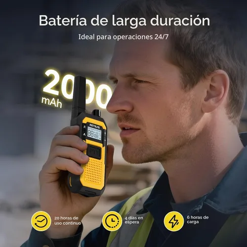 Vista 5 de Retevis Walkie Talkies de construcción RB48 largo alcance, durabilidad