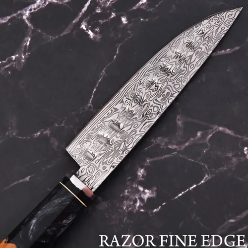 Vista 7 de KIMPE Cuchillo de chef de Damasco de 13 pulgadas, cuchillo de cocina de acero Damasco de 67 capas con mango ergonómico de resina, cuchillo de cocina
