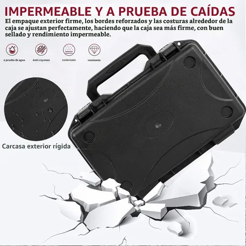 Vista 4 de TORIBIO Estuche rígido de transporte con espuma, caja de almacenamiento a