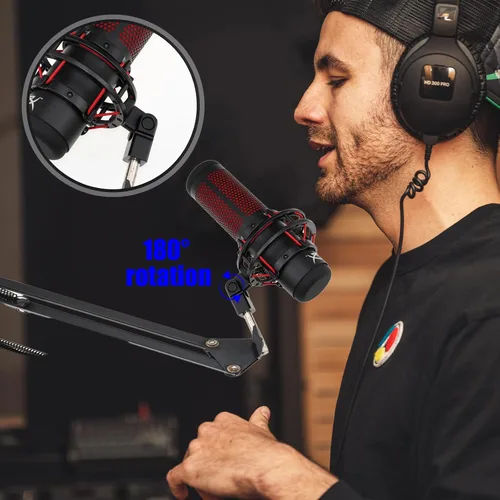 Vista 6 de Adaptador de montaje de micrófono para Hyperx Quadcast con adaptador de tornillo de 3/8" o 1/4" y tuerca, funciona con soporte de micrófono HyperX