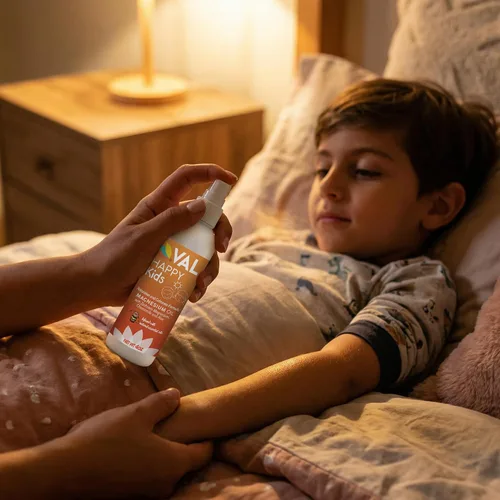 Vista 6 de VAL Spray de aceite de magnesio para niños, calma natural a la hora de acostarse y apoyar el estado de ánimo, magnesio Zechstein, manzanilla y aloe