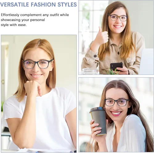 Vista 2 de Anteojos de lectura progresivos multienfoque para mujer, estampado de patrón de bloque de luz azul, elegantes lectores de computadora para mujer