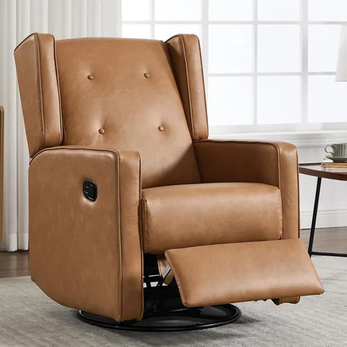Vista 8 de CANMOV Silla mecedora reclinable giratoria, silla balancín para cuarto del bebé, sillas mecedoras para cuarto del bebé, silla reclinable manual